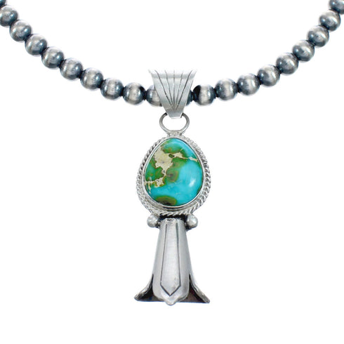 Navajo Turquoise Sterling Silver Old Pawn Bead Necklace SN20293